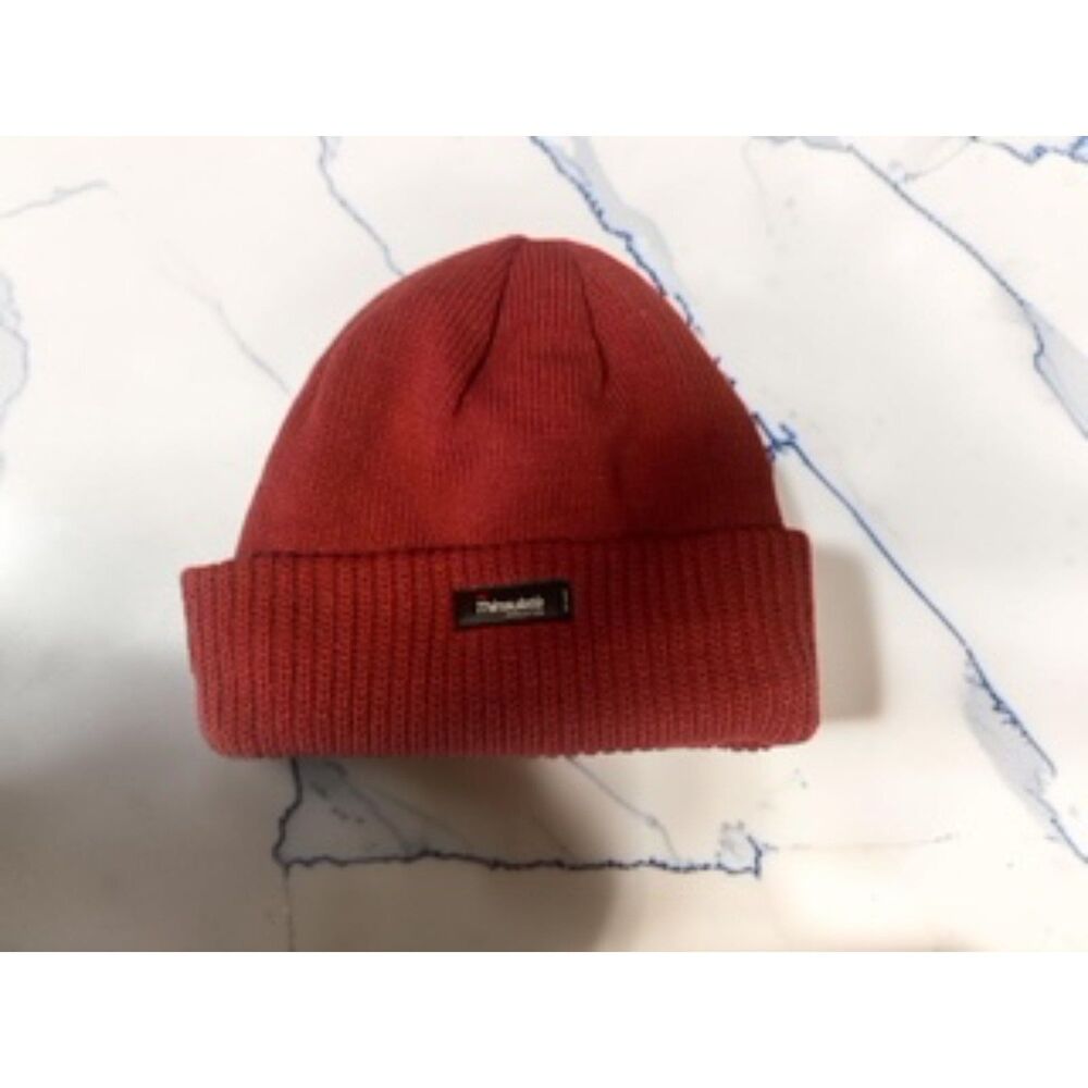 Thinsulate 3M Thermal Knit Beanie Hat Cuffed Red / Black Lining Warm OSFM